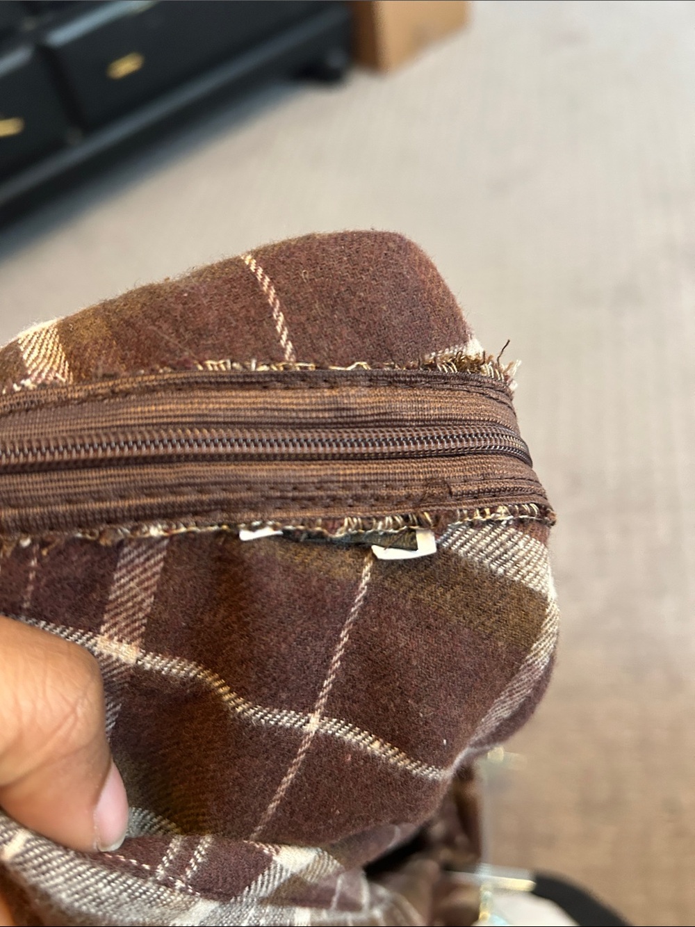 Brown Plaid Asymmetric Handkerchief Hem Skirt - Picture 3 of 5